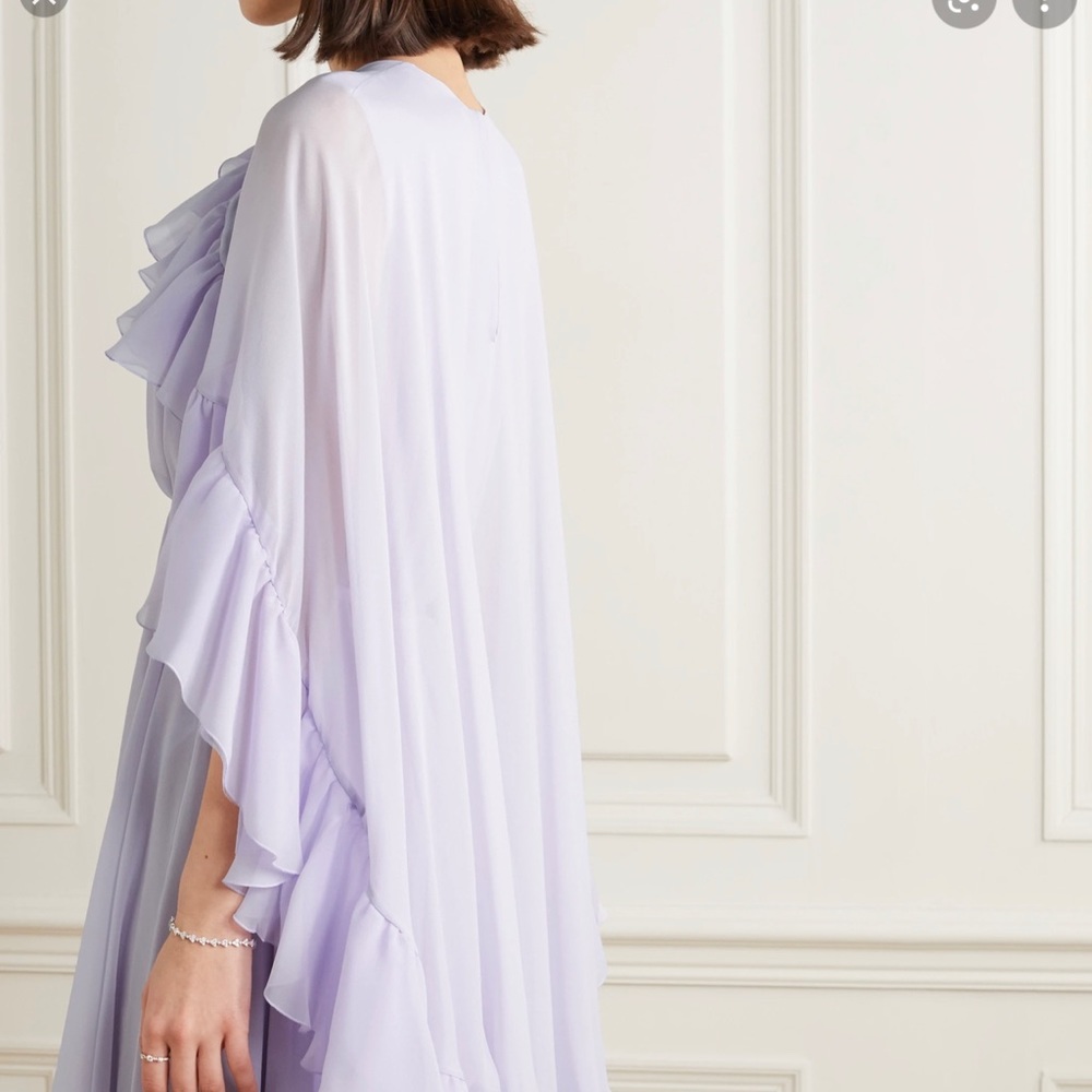 Giambattista Valli Ruffle-Trim Pleated Silk Dress - Picture 3 of 4